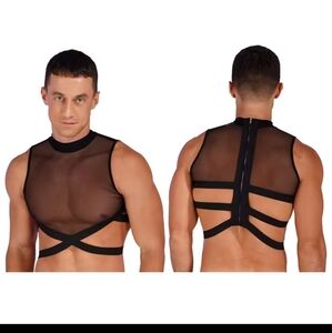 Black Sheer Mesh Crop Top